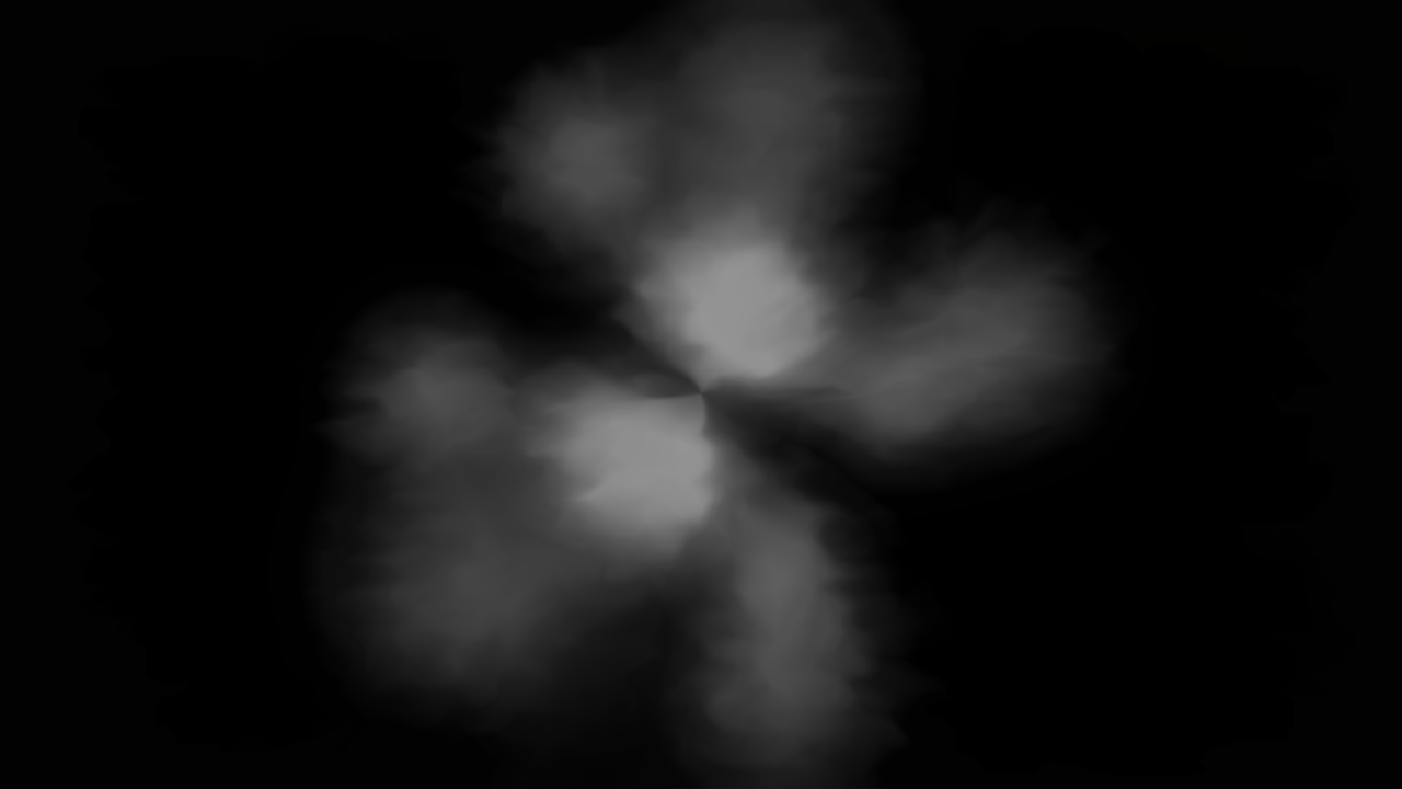 A soft grey cloud of blobs on black — not the intended preset.